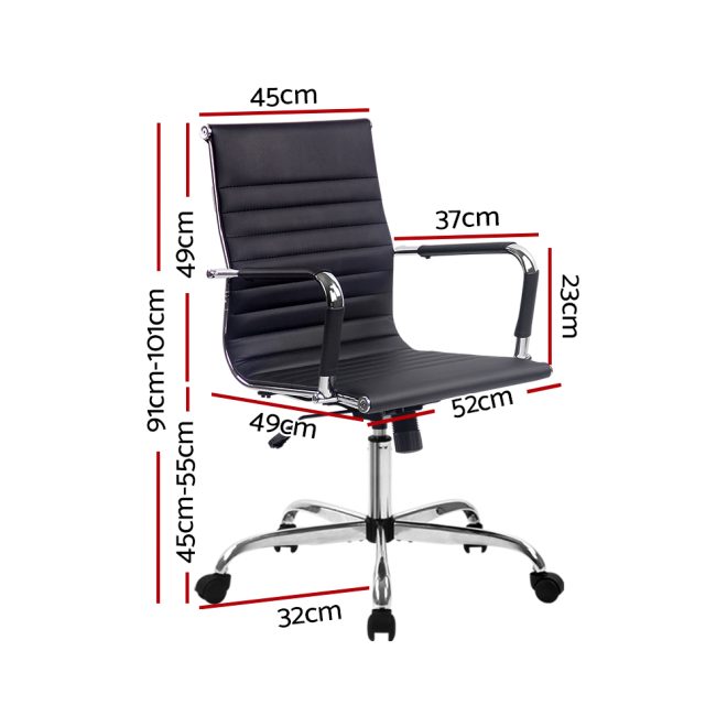 Gaming Office Chair Computer Desk Chairs Home Work Study – Black, Mid Back Support