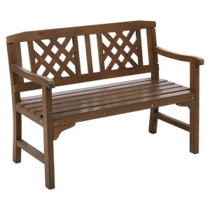 Wooden Garden Bench Patio Furniture Timber Outdoor Lounge Chair – Natural, 2 Seater