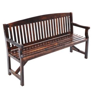 Wooden Garden Bench Chair Outdoor Furniture Decor Patio Deck 3 Seater – Brown