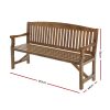 Wooden Garden Bench Chair Outdoor Furniture Decor Patio Deck 3 Seater – Natural