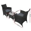 3 Piece Wicker Outdoor Furniture Set – Black