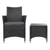 3 Piece Wicker Outdoor Furniture Set – Black