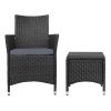 3pc Bistro Wicker Outdoor Furniture Set – Black