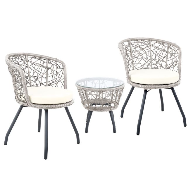 Outdoor Patio Chair and Table – Grey