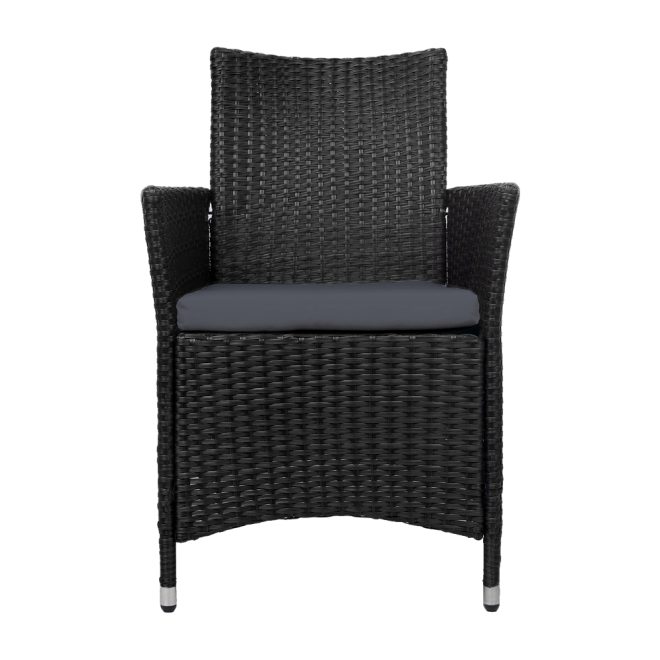 Outdoor Bistro Set Chairs Patio Furniture Dining Wicker Garden Cushion Gardeon – 2x chair