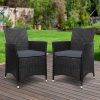 Outdoor Bistro Set Chairs Patio Furniture Dining Wicker Garden Cushion Gardeon – 2x chair