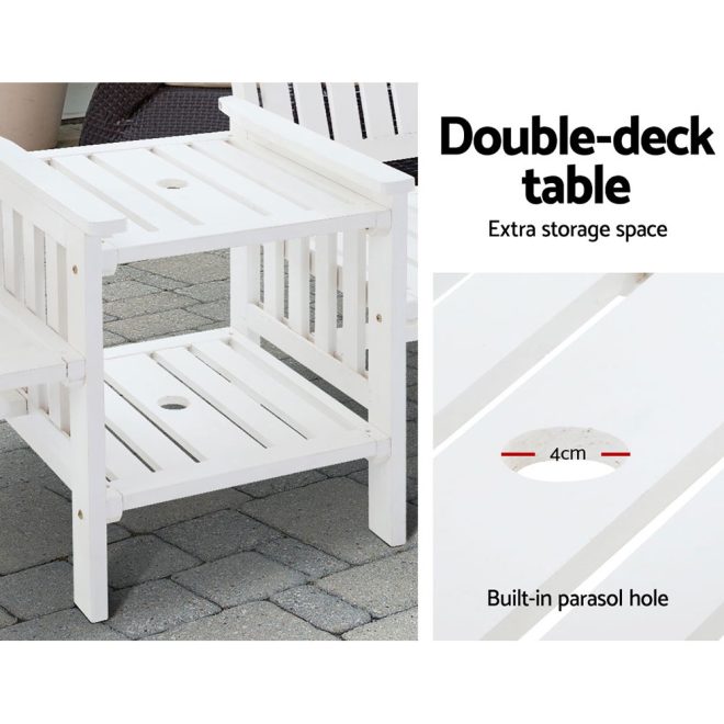 Garden Bench Chair Table Loveseat Wooden Outdoor Furniture Patio Park – White