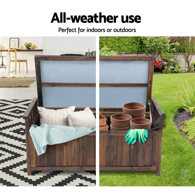 Outdoor Storage Box Wooden Garden Bench Chest Toy Tool Sheds Furniture – Charcoal