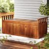 Outdoor Storage Bench Box 129cm Wooden Garden Toy Chest Sheds Patio Furniture XL Natural