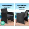 Set of 4 Outdoor Lounge Setting Rattan Patio Wicker Dining Set – Black and Grey, Without Storage Cover