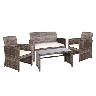 Set of 4 Outdoor Lounge Setting Rattan Patio Wicker Dining Set