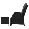 3PC Recliner Chairs Table Sun lounge Outdoor Furniture Wicker Adjustable Black