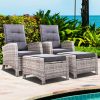 Sun lounge Recliner Chair Wicker Lounger Sofa Day Bed Outdoor Furniture Patio Garden Cushion Ottoman Gardeon