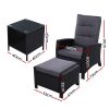 Outdoor Setting Recliner Chair Table Set Wicker lounge Patio Furniture