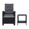 Outdoor Setting Recliner Chair Table Set Wicker lounge Patio Furniture