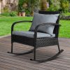 Outdoor Furniture Rocking Chair Wicker Garden Patio Lounge Setting Black – Without Table