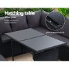 Outdoor Furniture Dining Setting Sofa Set Lounge Wicker 8 Seater – Black and Dark Grey, Without Storage Cover