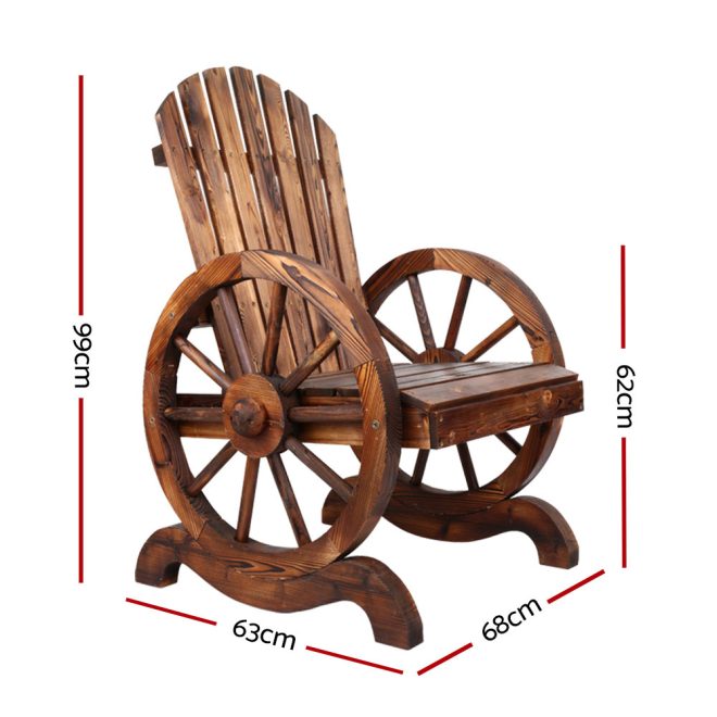 Wagon Wheels Rocking Chair – Brown – 68x63x99 cm