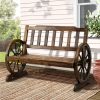 Garden Bench Wooden Wagon Chair Outdoor Furniture Backyard Lounge Charcoal – 2 Seater