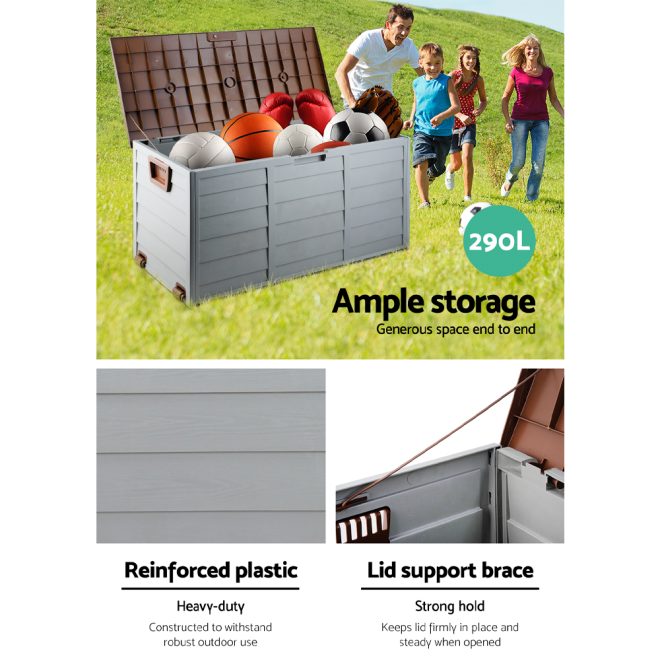 290L Outdoor Storage Box – Brown and Grey