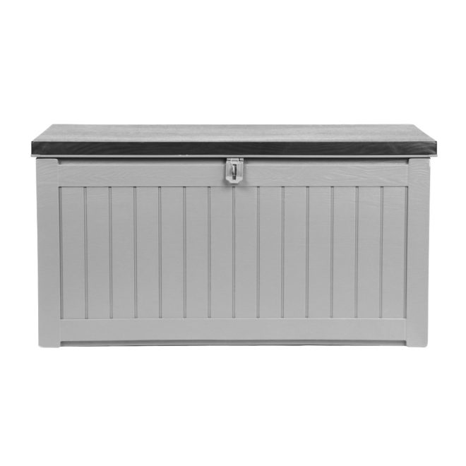 Outdoor Storage Box 190L Container Lockable Garden Bench Tool Shed Black