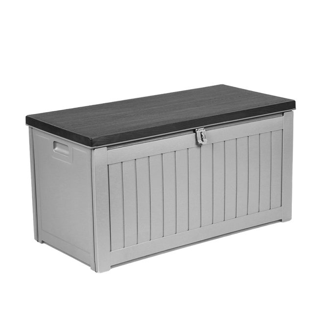 Outdoor Storage Box 190L Container Lockable Garden Bench Tool Shed Black