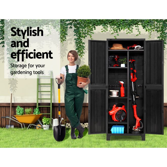 Outdoor Storage Cabinet Lockable Cupboard Garage 173cm – Black