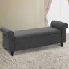 Storage Ottoman Blanket Box 126cm Linen Fabric Arm Foot Stool Couch Large – Grey