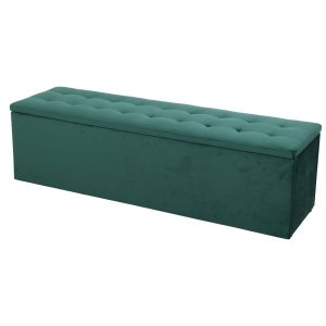 Storage Ottoman Blanket Box Linen Foot Stool Rest Chest Couch – Green