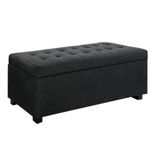 Large Fabric Storage Ottoman – Charcoal