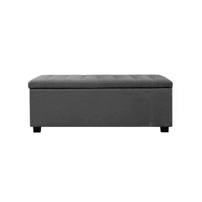 Large Fabric Storage Ottoman – Grey