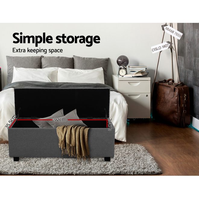 Large Fabric Storage Ottoman – Grey