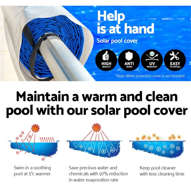 Solar Swimming Pool Cover Roller Wheel Blanket Adjustable – 7×4 m