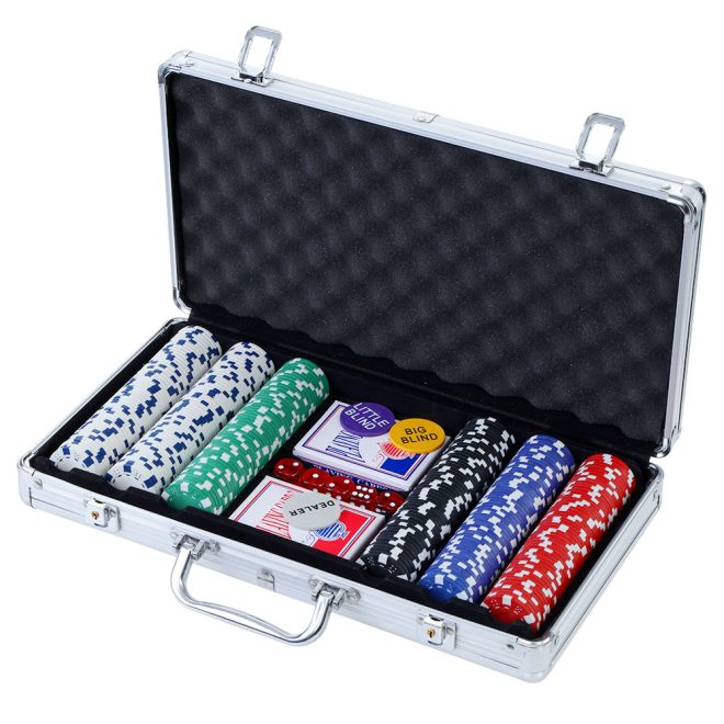 Poker Chip Set 1000PC Chips TEXAS HOLD’EM Casino Gambling Dice Cards – 300