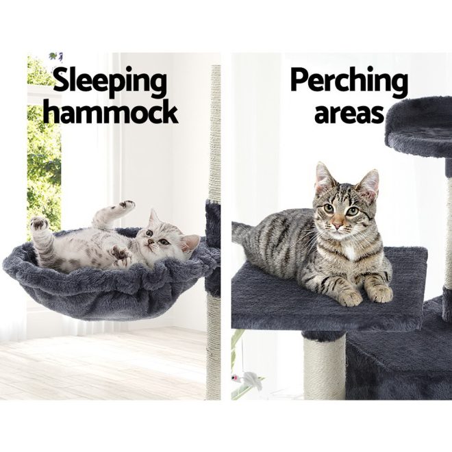 Cat Tree 203cm Trees Scratching Post Scratcher Tower Condo House Furniture Wood – Grey