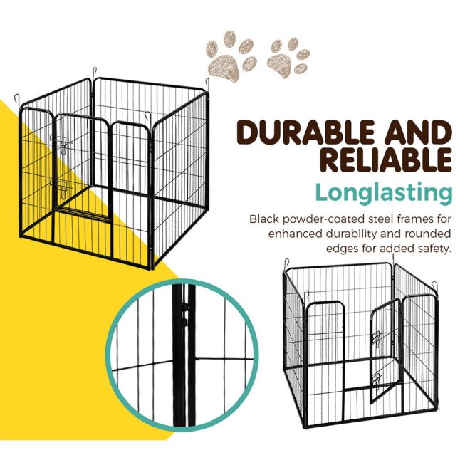 Pet Playpen Dog Playpen 8 Panel Puppy Enclosure Fence Cage – 80×80 cm