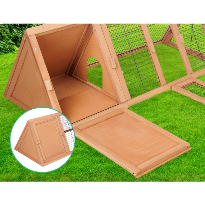 Rabbit Hutch 119cm x 51cm x 44cm Chicken Coop Large Run Wooden Cage Outdoor