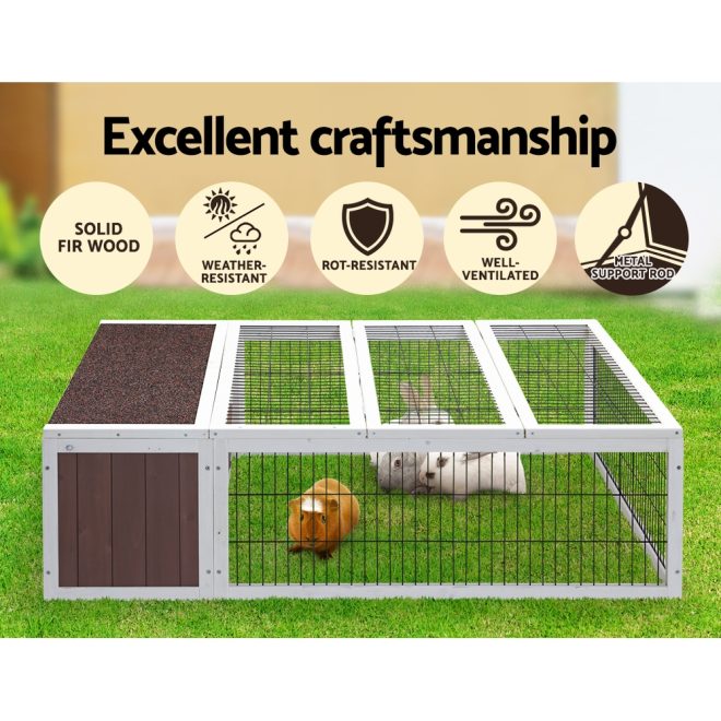 Rabbit Hutch 124cm x 90cm x 35cm Chicken Coop Large Outdoor Wooden Run Cage House