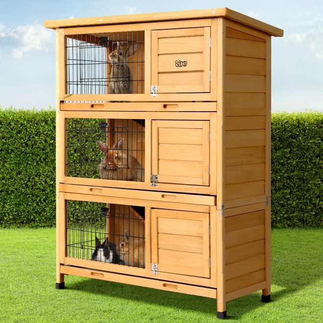 Rabbit Hutch 91.5cm x 46cm x 116.5cm Chicken Coop Large House Cage Run Wooden Bunny Outdoor