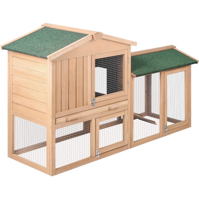 Chicken Coop Rabbit Hutch 138cm x 44cm x 85cm Large House Run Cage Wooden Outdoor