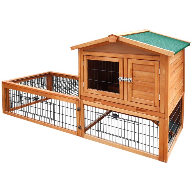 Chicken Coop 155cm x 49cm x 90cm Rabbit Hutch Large Run Wooden Cage House Outdoor