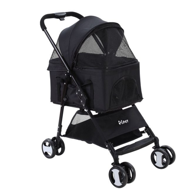 Pet Stroller Dog Carrier Foldable Pram 3 IN 1 Middle Size – Black