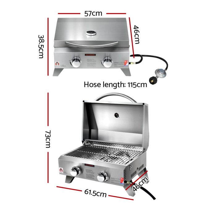 Portable Gas BBQ Grill 2 Burners