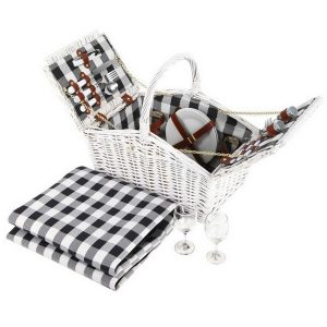 2 Person Picnic Basket Set Insulated Blanket Bag