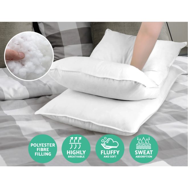 Bedding Set of 4 Medium & Firm Cotton Pillows – SINGLE