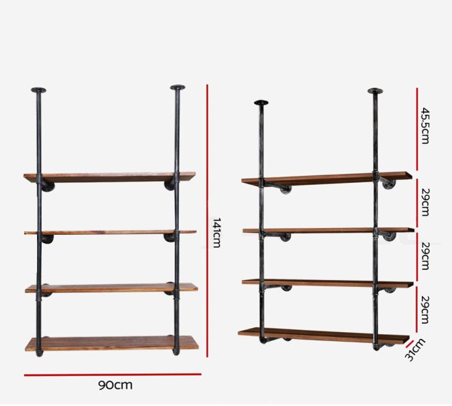 Bookshelf DIY Pipe Shelf 4 Tiers – INGE