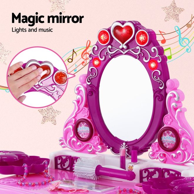 Kids Pretend Makeup Play Set Dressing Table Chair Girls Toys Children