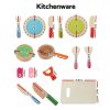 Kids Kitchen Play Set Wooden Pretend Toys Cooking Utensils Pots Pans Food