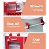 Kids Kitchen Play Set Wooden Pretend Toys Cooking Children Fridge Oven Red