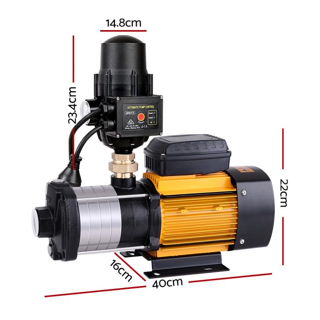 Multi Stage Water Pump Pressure Rain Tank Garden Farm House Irrigation 2000W Black Controller